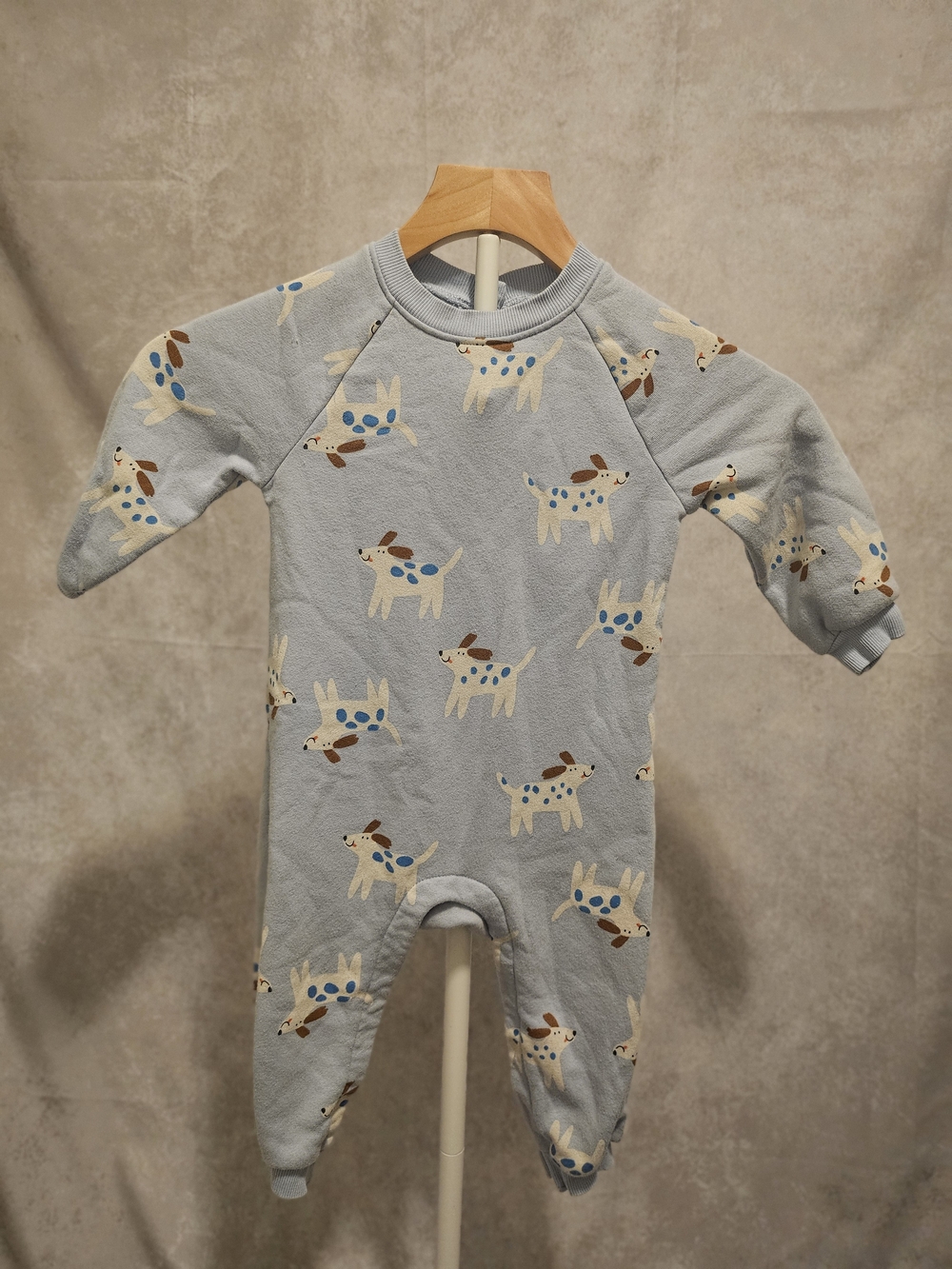 Blue Puppy Print Baby One-Piece